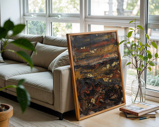 Rustic Ochre Horizon Poster – Bold Expressionist Wall Art — frame-426