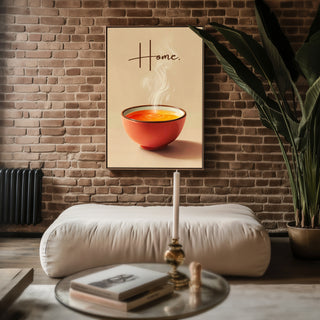 Home. Steaming Soup Bowl Poster – Minimalist Comfort Kitchen Wall Art - Just Great Posters