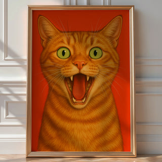Screaming Orange Cat Poster | Funny Bold Animal Wall Art with Yelling Ginger Kitty Face | Loud Cat Lover Gift | Bold Art Always - Just Great Posters