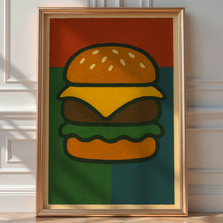 Cheeseburger Pop Art Poster | Bold Graphic Wall Art with Retro Food Design | Fun Fast Food Print for Kitchen or Diner | Bold Art - Just Great Posters