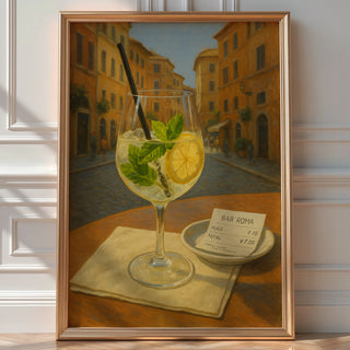 Hugo Spritz in Rome Art Print – Italian Cityscape Cocktail Poster, Travel Café Wall Decor, Sunny Urban Drink Scene, Bold Art - Just Great Posters