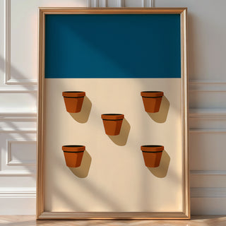 Terracotta Pot Minimalist Wall Art – Midcentury Modern Plant Poster, Warm Earth Tone Print, Clean Graphic Design Home Decor - Just Great Posters