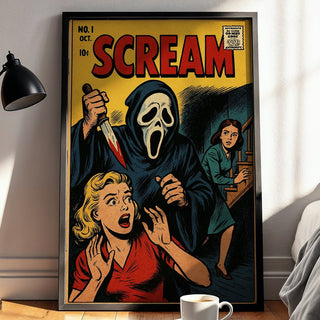 Retro Scream Comic Cover – Vintage Horror Movie Poster Art - Just Great Posters