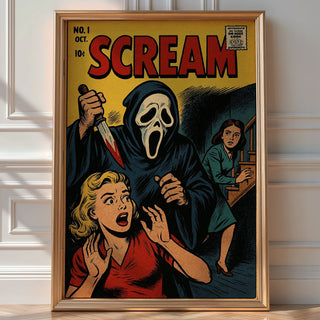 Retro Scream Comic Cover – Vintage Horror dark, decora - Just Great Posters