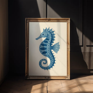Blue Seahorse Wall Art Print – Coastal Nursery Decor, Ocean Animal Poster for Beach - Inspired Rooms - Just Great Posters