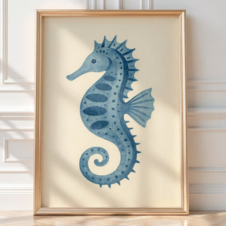 Blue Seahorse Wall Art Print – Coastal Nursery Decor, Ocean Animal Poster for Beach - Inspired Rooms - Just Great Posters