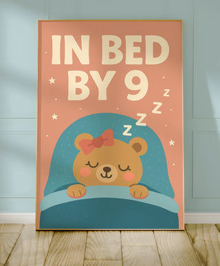 In Bed By 9 Cute Teddy Bear Poster - Just Great Posters