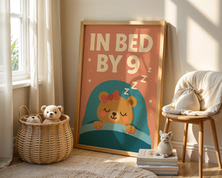 In Bed By 9 Cute Teddy Bear Poster - Just Great Posters