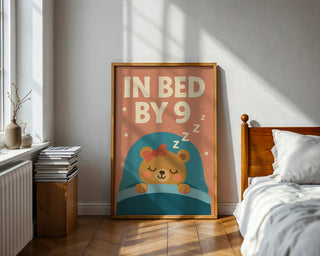In Bed By 9 Cute Teddy Bear Poster - Just Great Posters