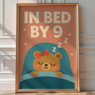 In Bed By 9 Cute Teddy Bear Poster - Just Great Posters