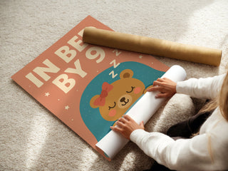 In Bed By 9 Cute Teddy Bear Poster - Just Great Posters