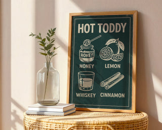 Hot Toddy Wall Art – Retro Drink Recipe Print for Cozy Kitchens - Just Great Posters