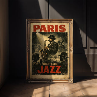 Paris Jazz Night Poster – Vintage Nightclub Wall Art Print - Just Great Posters