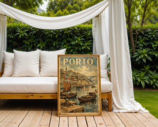 Porto Vintage Charm Poster – Portugal Travel Wall Art Print - Just Great Posters
