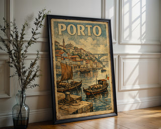 Porto Vintage Charm Poster – Portugal Travel Wall Art Print - Just Great Posters