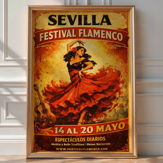 Sevilla Flamenco Festival Poster – Bold Spanish Dance Wall Art Print - Just Great Posters