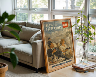 BEA First Class Travel Poster – Vintage Airline Wall Art Print - Just Great Posters