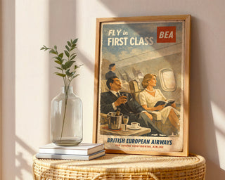 BEA First Class Travel Poster – Vintage Airline Wall Art Print - Just Great Posters