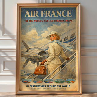 Air France Vintage Travel Poster – Retro Airline Wall Art Print - Just Great Posters