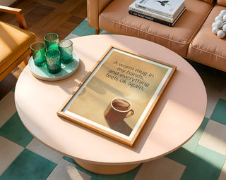 Warm Mug Quote Poster – Cozy Minimalist Print for Coffee Lovers - Just Great Posters