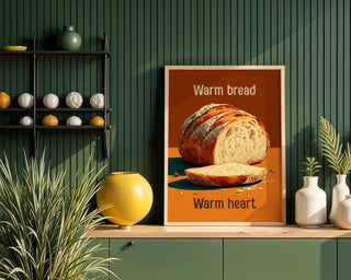 Warm Bread Warm Heart Poster – Cozy Kitchen Print - Just Great Posters