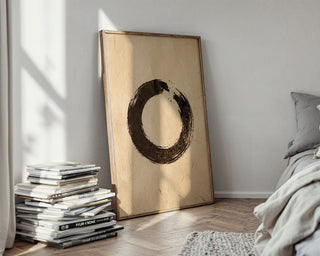 Abstract Enso Circle Poster – Woodblock Style Wall Art Print — styled-wall