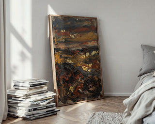 Rustic Ochre Horizon Poster – Bold Expressionist Wall Art — styled-wall