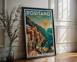 Positano Sunset Poster – Art Deco Amalfi Wall Art Print — frame-286