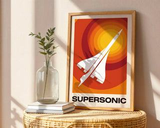 Concorde Supersonic Poster – 1970s Retro Travel Wall Art Print — frame-486