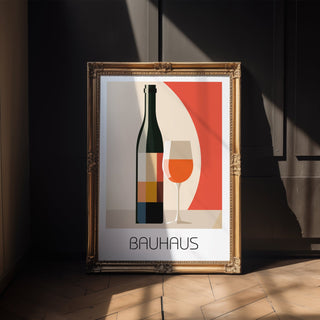 Vin de Bauhaus Poster – Modern Wine Bottle & Glass Wall Art - Just Great Posters