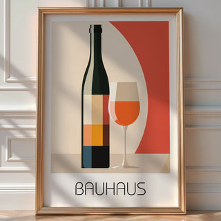 Vin de Bauhaus Poster – Modern Wine Bottle & Glass Wall Art - Just Great Posters