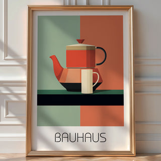Modernist Teapot Bauhaus Poster – Retro Kitchen Wall Art in Bold Shapes - Just Great Posters