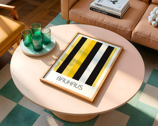 Industrial Stripe Bauhaus Poster – Minimalist Yellow & Black Geometric Art - Just Great Posters