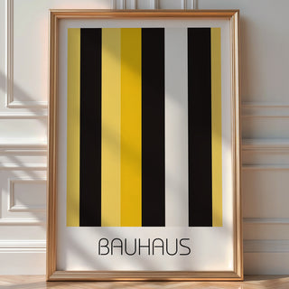 Industrial Stripe Bauhaus Poster – Minimalist Yellow & Black Geometric Art - Just Great Posters
