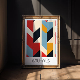 Bold Primary Bauhaus Poster – Geometric Modern Wall Art in Red, Blue, Yellow - Just Great Posters