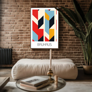 Bold Primary Bauhaus Poster – Geometric Modern Wall Art in Red, Blue, Yellow - Just Great Posters
