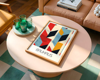 Bold Primary Bauhaus Poster – Geometric Modern Wall Art in Red, Blue, Yellow - Just Great Posters