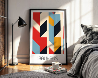 Bold Primary Bauhaus Poster – Geometric Modern Wall Art in Red, Blue, Yellow - Just Great Posters