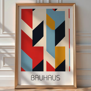 Bold Primary Bauhaus Poster – Geometric Modern Wall Art in Red, Blue, Yellow - Just Great Posters