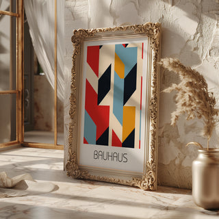 Bold Primary Bauhaus Poster – Geometric Modern Wall Art in Red, Blue, Yellow - Just Great Posters