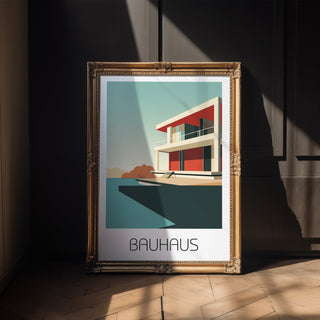 Modernist Retreat Bauhaus Poster – Minimal Seaside Architecture Wall Art - Just Great Posters