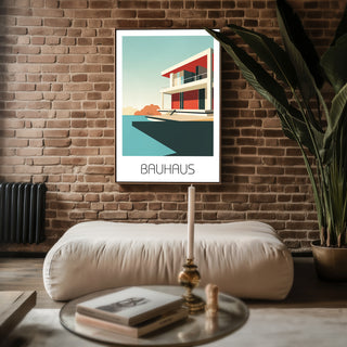 Modernist Retreat Bauhaus Poster – Minimal Seaside Architecture Wall Art - Just Great Posters