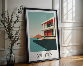 Modernist Retreat Bauhaus Poster – Minimal Seaside Architecture Wall Art - Just Great Posters