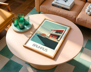 Modernist Retreat Bauhaus Poster – Minimal Seaside Architecture Wall Art - Just Great Posters