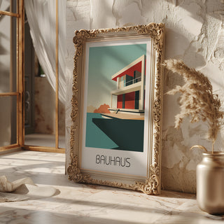 Modernist Retreat Bauhaus Poster – Minimal Seaside Architecture Wall Art - Just Great Posters