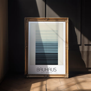 Sail Waves Bauhaus Poster – Minimalist Striped Ocean - Inspired Art - Just Great Posters