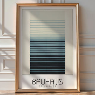 Sail Waves Bauhaus Poster – Minimalist Striped Ocean - Inspired Art - Just Great Posters