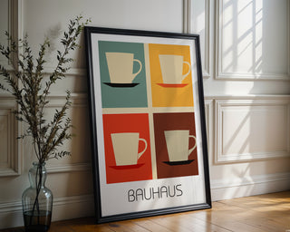 Modern Mugs Bauhaus Poster – Minimalist Coffee Cup Wall Art - Just Great Posters