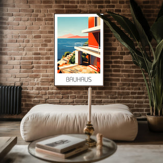 Modern Coastal Bauhaus Poster – Minimalist Architecture Wall Art - Just Great Posters