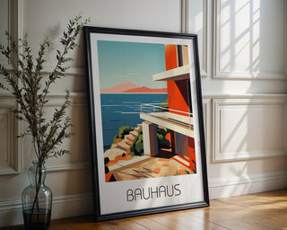Modern Coastal Bauhaus Poster – Minimalist Architecture Wall Art - Just Great Posters